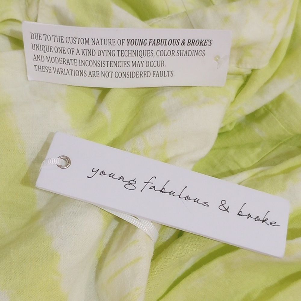 Young Fabulous and Broke Tie Dye Linen Blend Sand Dollar Shirt Dress, Size L - Picture 9 of 13